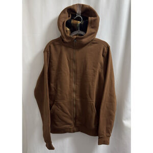 Coleman Fleece Lined Full Zip Hoodie Jacket Men's Size Small Copper Brown Plaid